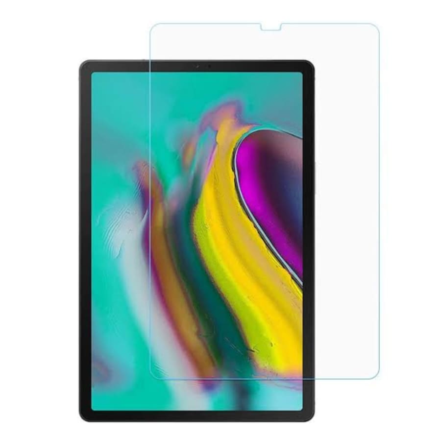 9eight5 screen protector for Samsung Galaxy Tab S5e 10.5-inch (2019), showing a clear glass shield over the tablet screen.