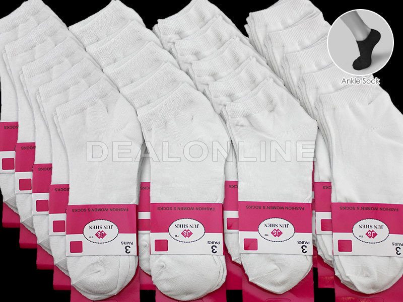 Set of 60 white thin ankle socks from dealonlinenz, lightweight and comfortable for everyday wear.