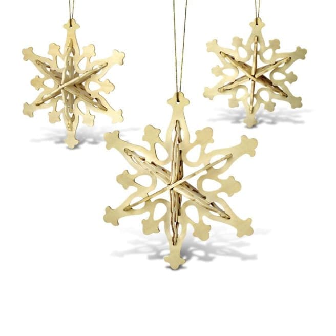 3D snowflake ornament puzzle by 9eight5, showcasing intricate geometric design and crystalline appearance for holiday decor.