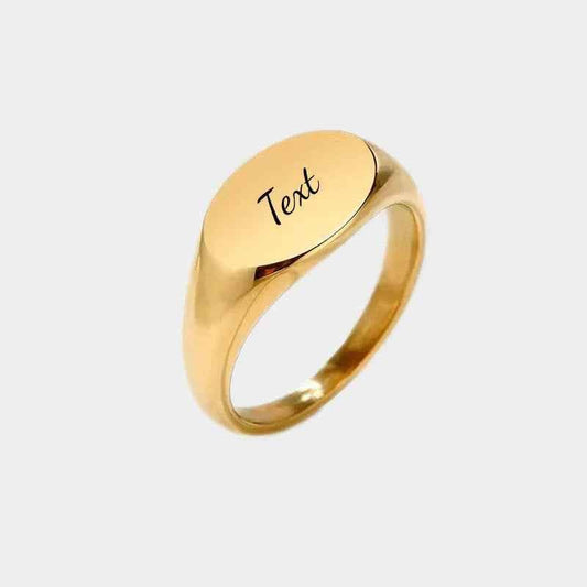 Personalised Stainless Steel Oval Signet Ring
