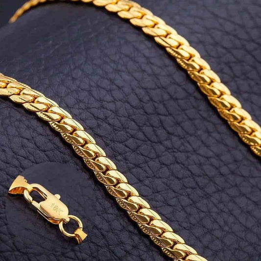 Stylish 3Sixty5 Edge-Bold 18K gold-plated chain necklace with chunky design and polished finish on a white background.