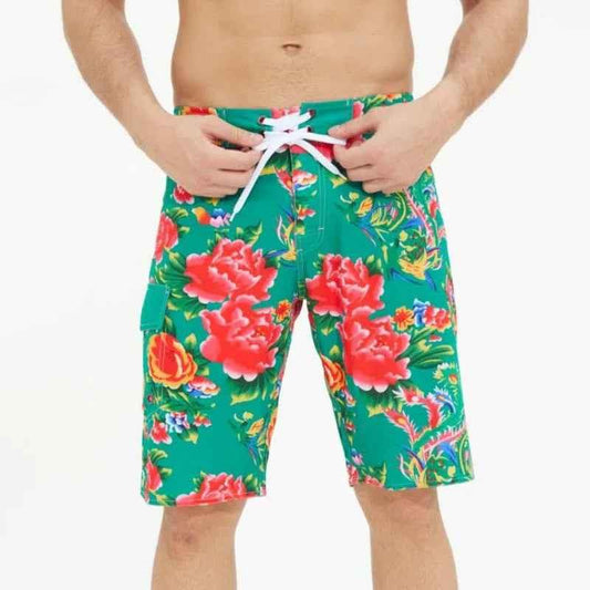 Stylish 3Sixty5 Ocean Drift plus size beach shorts with floral pattern and adjustable waistband, perfect for summer beachwear.