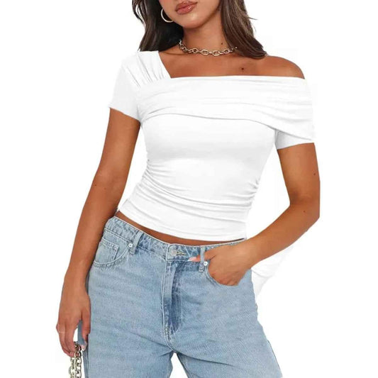 Black women's off-shoulder blouse from Stylish 3Sixty5, featuring a trendy glow design and stylish long sleeves.