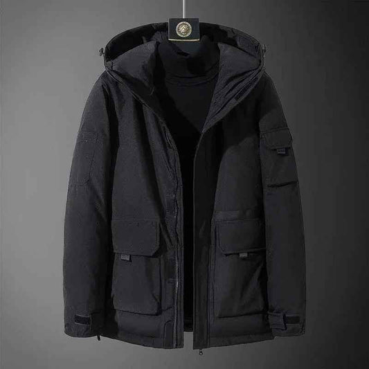 White campus quest all-weather coat by Stylish 3Sixty5, unisex top with a sleek, weather-resistant design.