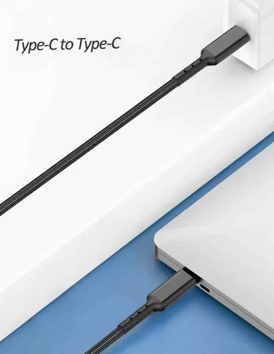 Techplus durable USB-C to USB-C cable for fast charging and data sync, with a sleek black design and reinforced connectors.