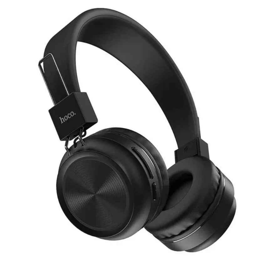 Techplus Hoco W25 Deep Bass Wireless Headphones with Bluetooth 5.0, showing over-ear design and sleek black finish.