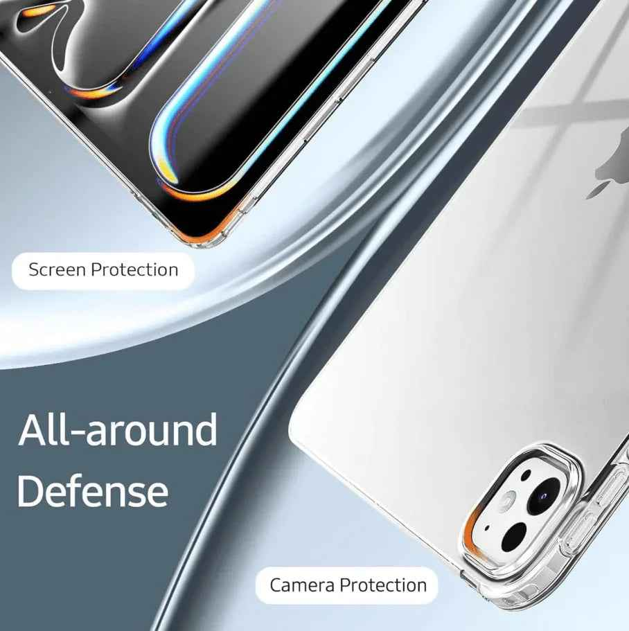 Techplus iPad Pro 11 3rd Gen 2021 clear case, slim transparent cover showing the sleek design and precise cutouts.