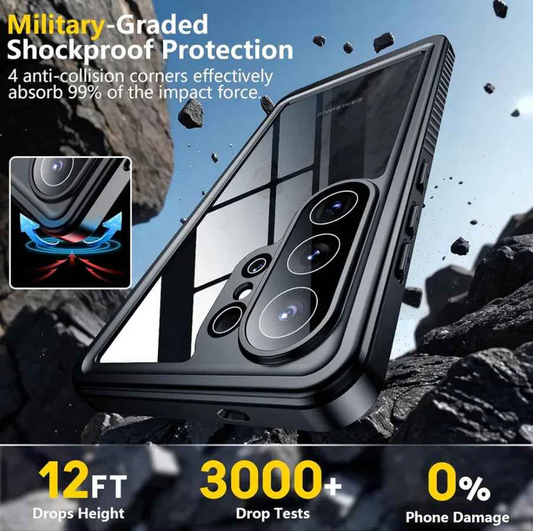 Techplus Redpepper waterproof case for Samsung S26 Ultra, showing clear protective cover designed for water resistance and device protection.