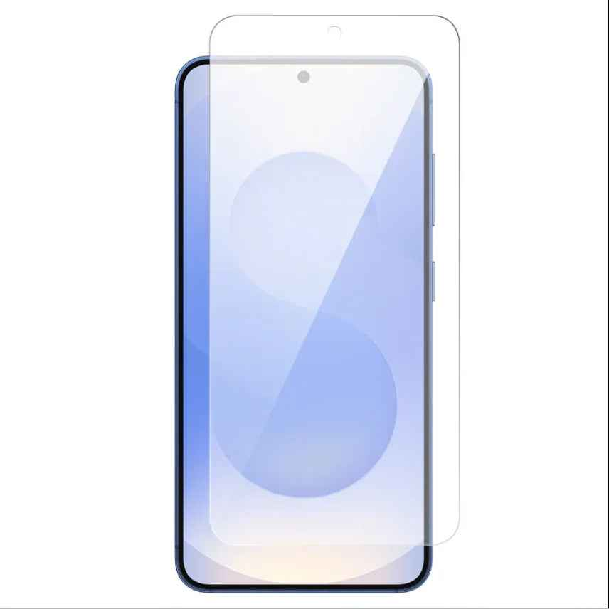 Clear tempered glass screen protector for Samsung Galaxy S20 FE by techplus, showing the transparent, protective film on the phone screen.