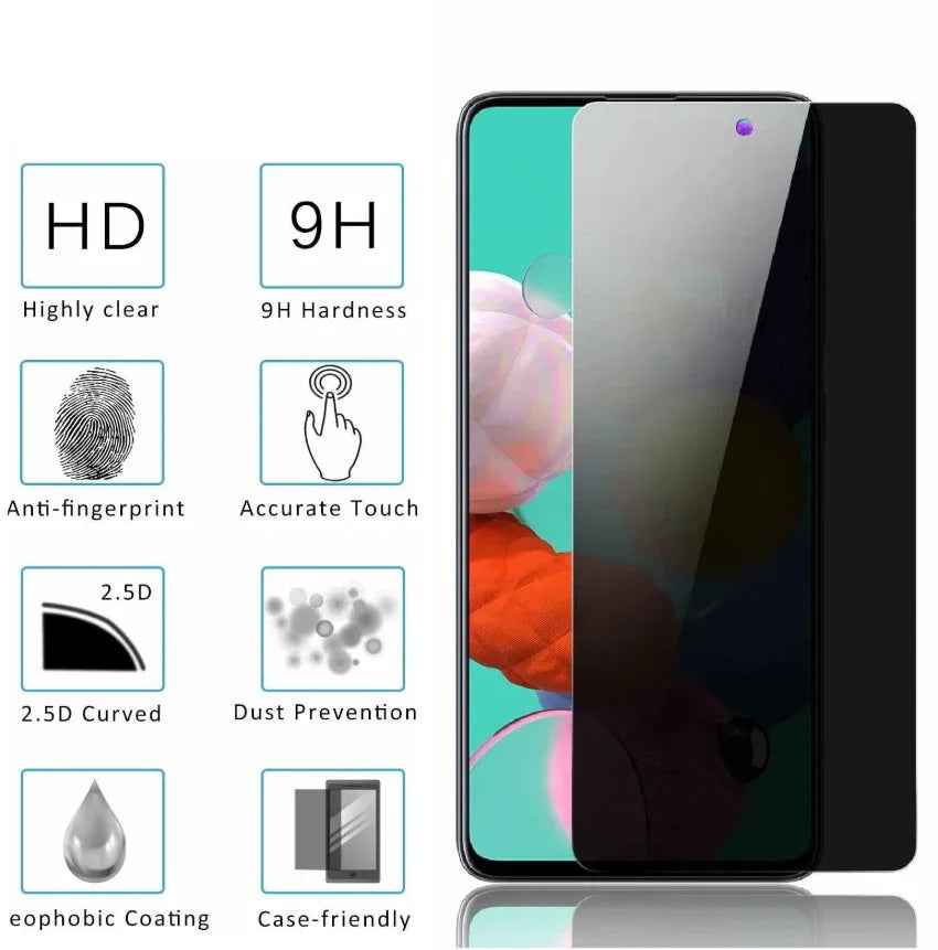 Samsung Galaxy S20 FE glass privacy screen protector by TechPlus, showing clear front view with privacy filter attached.