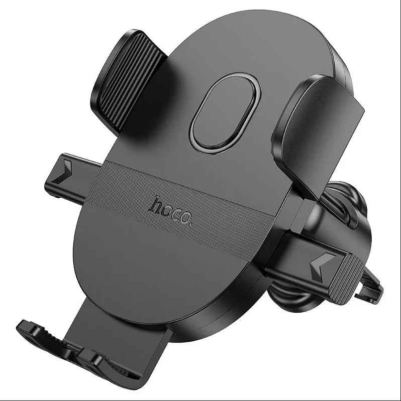 Techplus universal gravity car phone holder mounted on air vent, auto clamp mount for secure smartphone support in vehicle.
