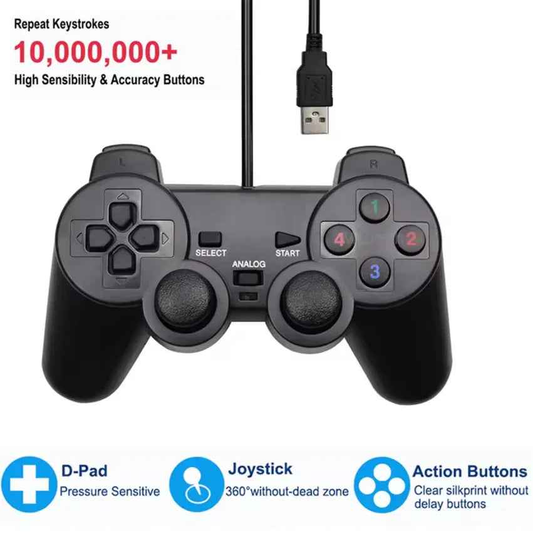 Techplus USB wired gaming controller for PC and laptop, featuring ergonomic design and standard gamepad layout for Windows gaming.