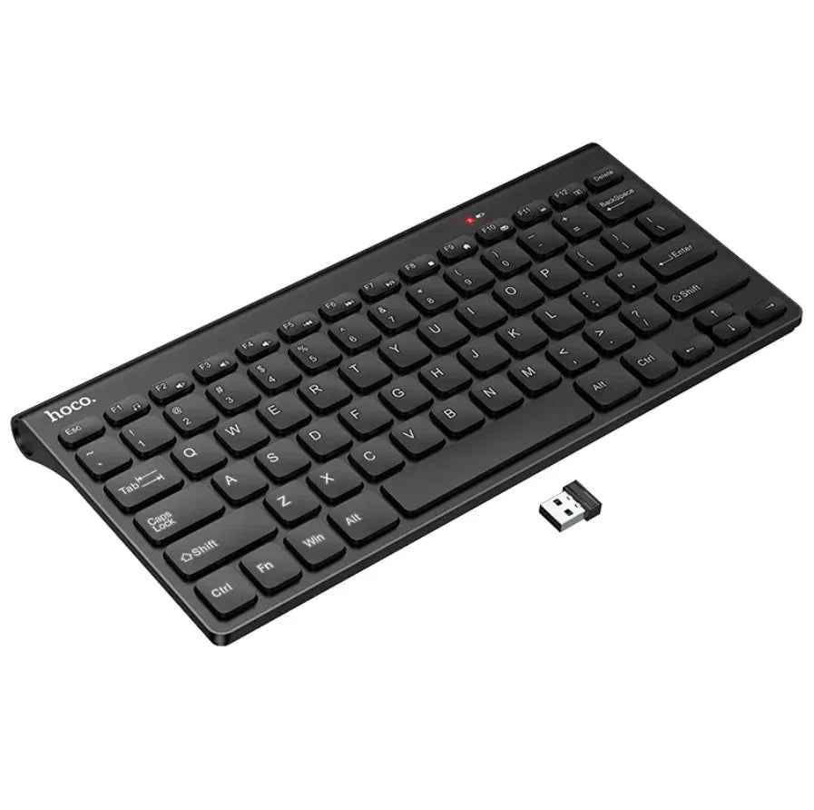 Wireless mini keyboard from TechPlus with USB nano receiver, compact design ideal for portable use and easy connectivity.