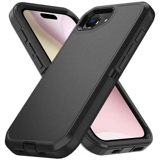 Techplus iPhone 16e triple layer armor hard case with rugged design and reinforced edges for durable mobile phone protection.