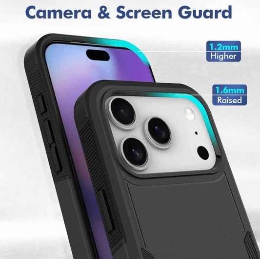 Techplus iPhone 17 Pro Max dual layer armor hard case showing rugged design and textured surface for protection.