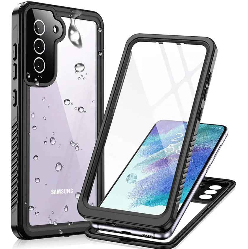 Techplus Samsung Galaxy S21 FE waterproof shockproof case in red pepper style, protective mobile phone case with durable design.