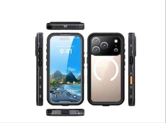Clear waterproof and shockproof case for iPhone 17 Pro Max by techplus, providing durable protection with transparent design.