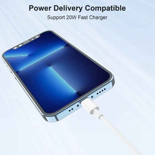 Techplus USB-C to Lightning cable, 1 meter, fast charging for iPhone and iPad, durable and flexible charging cable.