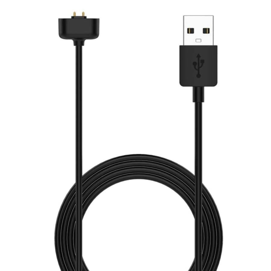 USB-A magnetic charger cable for Amazfit Band 5 and 7, black, 1 meter, compatible with That Watch Shop charger accessories.