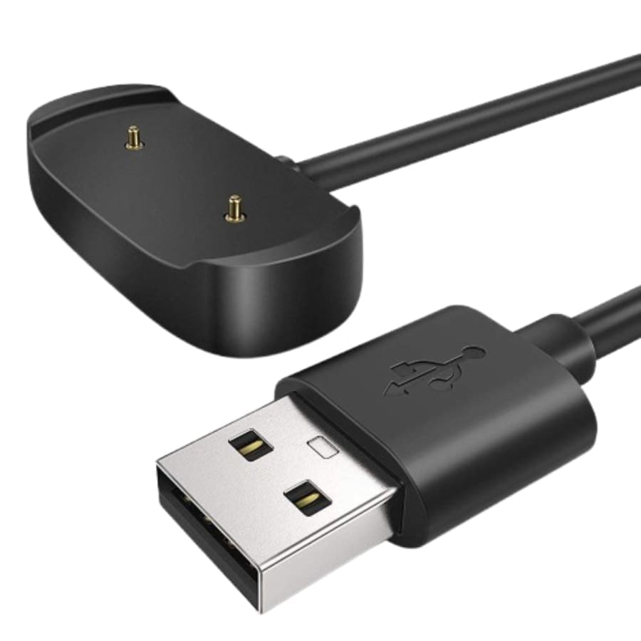 Black USB-A magnetic charger cable for Amazfit GTR2, GTS2, Bip U, and Bip 3 watches, 1 meter length.