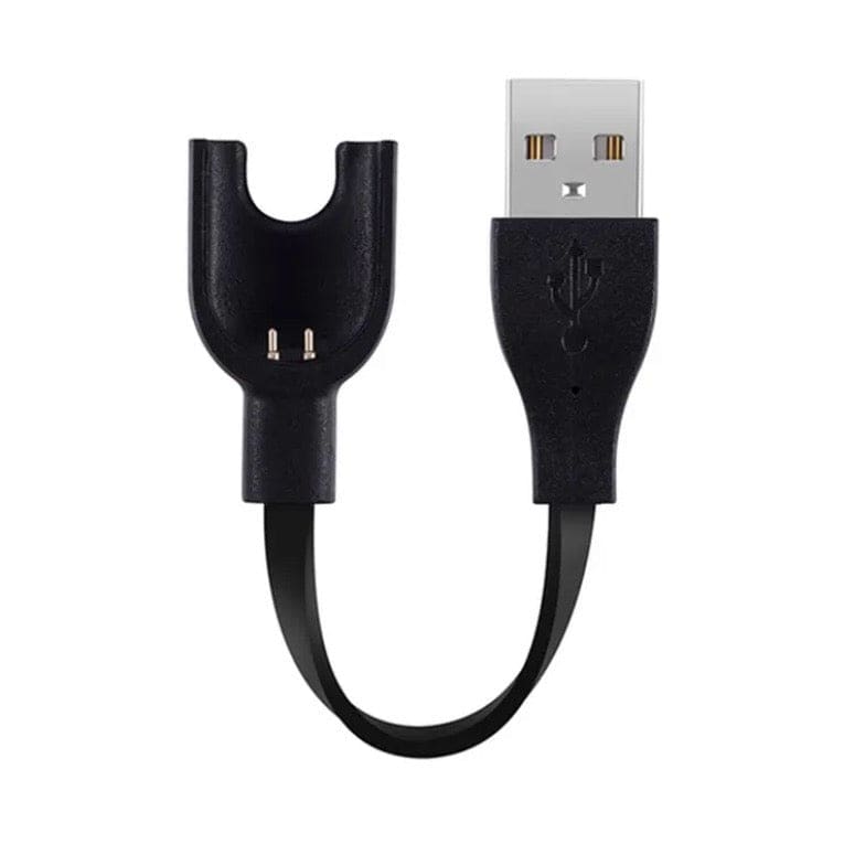 Black charger for Xiaomi Smart Band 2, compatible charging cable with that Watch Shop branding, designed for easy connection.