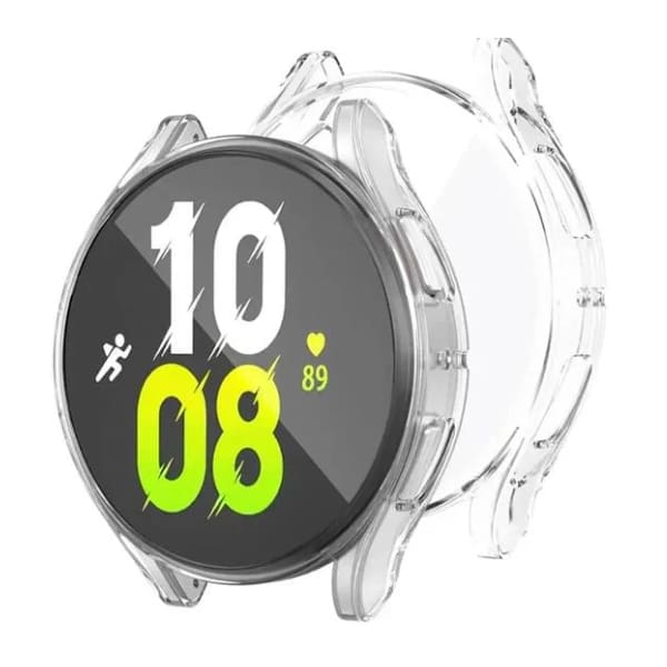 Clear protective case for Samsung Galaxy Watch 5 44mm, designed to safeguard the smartwatch with a sleek, transparent cover.