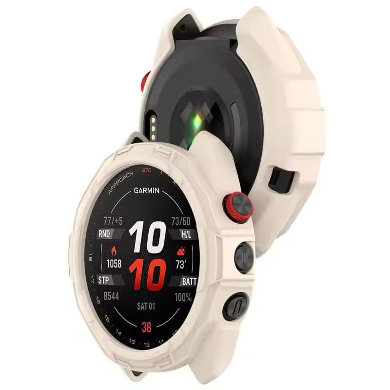Ivory protective watch case for Garmin Approach S70 47mm, designed to safeguard the Garmin golf watch.