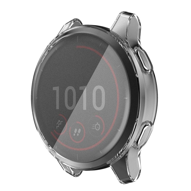 Clear protective watch case for Garmin Venu by That Watch Shop, snugly fitting and transparent to showcase the watch design.
