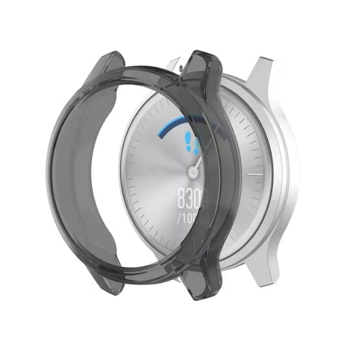 Black protective watch case for Garmin Vivomove Luxe, designed to shield the smartwatch from scratches and impacts.