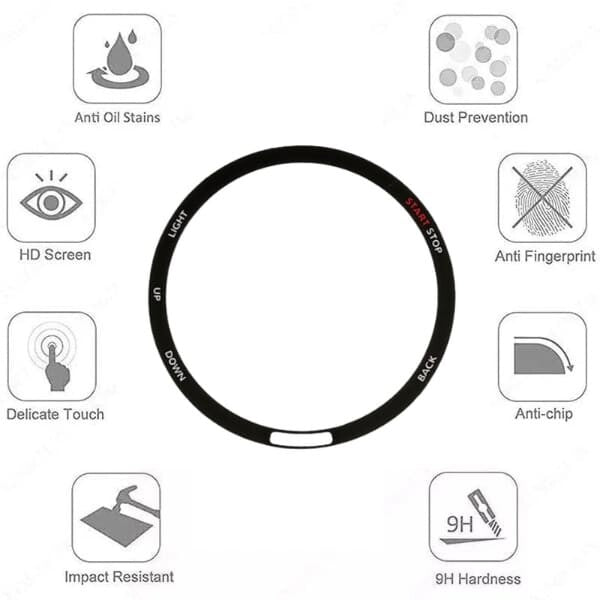 Garmin Forerunner 255 watch screen protector by That Watch Shop, clear protective film covering the watch display.