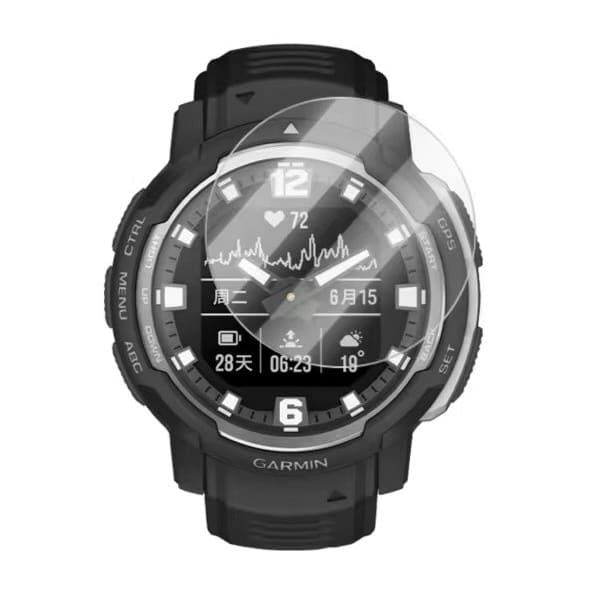 Garmin Instinct Crossover watch screen protector by That Watch Shop, clear protective film on smartwatch display.