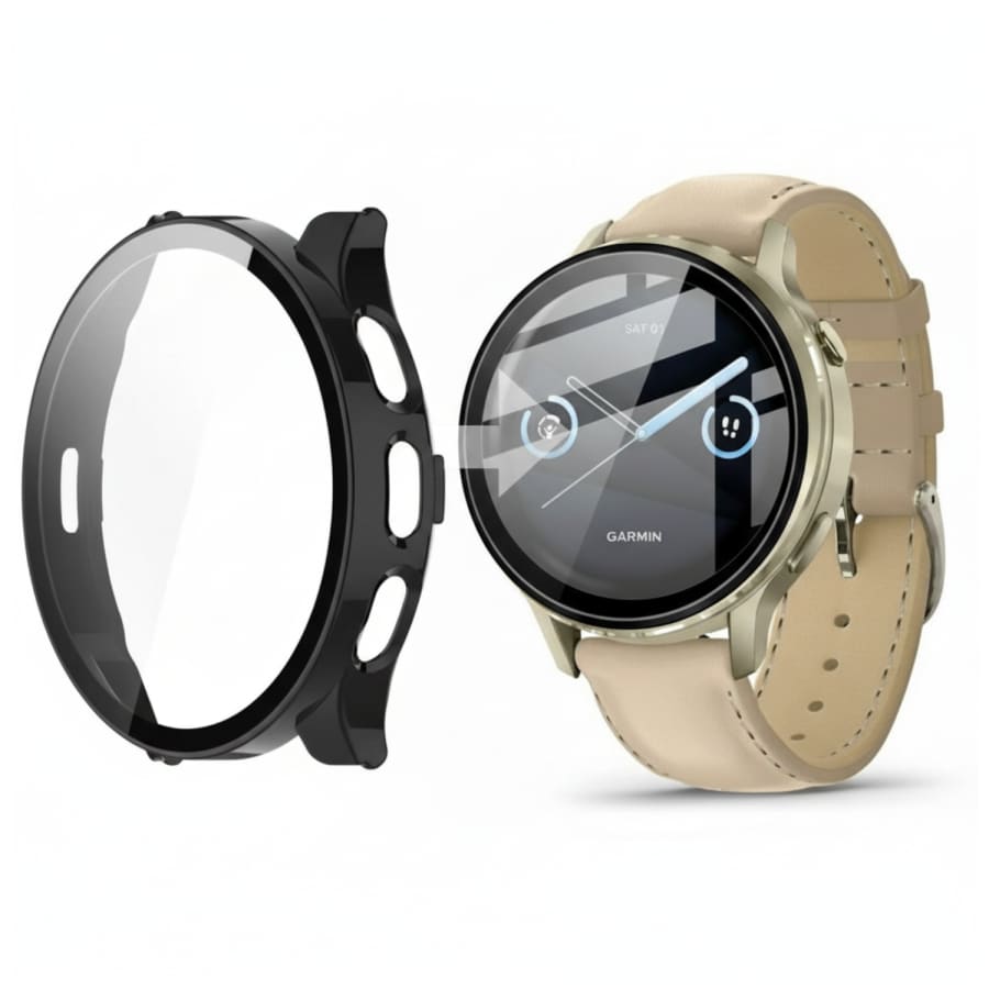 Black protective case for Garmin Venu 4 41mm watch screen protector, durable and snug fit for Garmin Venu 4 smartwatch.