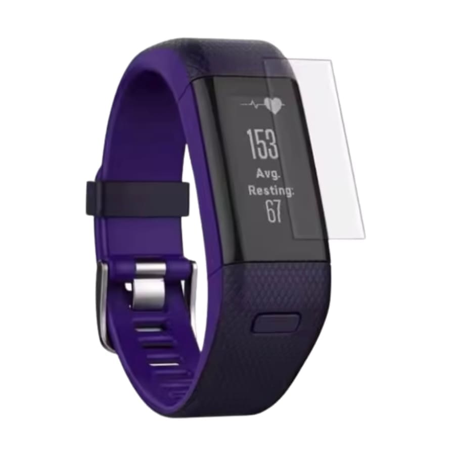Pack of two Garmin Vivosmart HR+ watch screen protectors, clear protective covers for Garmin fitness tracker screens.