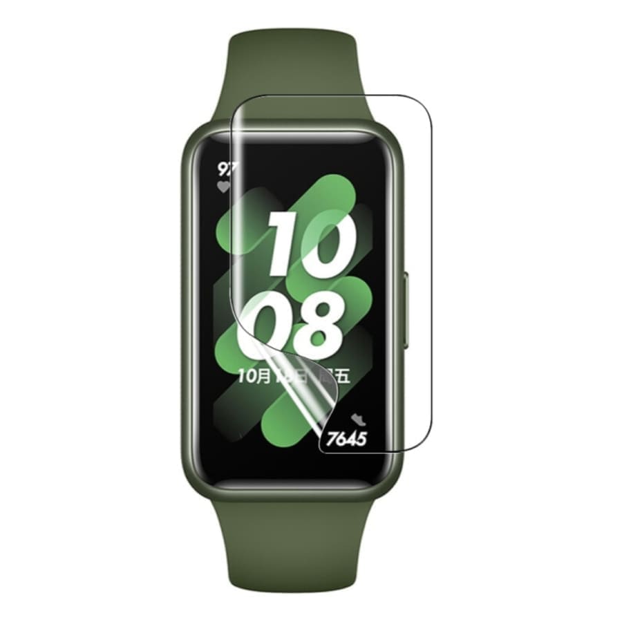 Six hydrogel screen protectors for Huawei Band 7 smart watch, designed to protect the screen from scratches and damage.