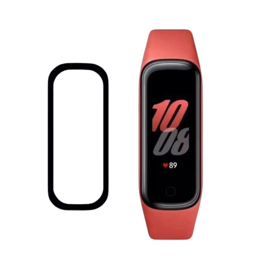 Two Samsung Galaxy Fit 2 watch screen protectors from That Watch Shop, designed to protect the watch display.