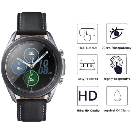 Set of six hydrogel screen protectors for Samsung Galaxy Watch 3 45mm, designed to safeguard the watch screen from scratches.
