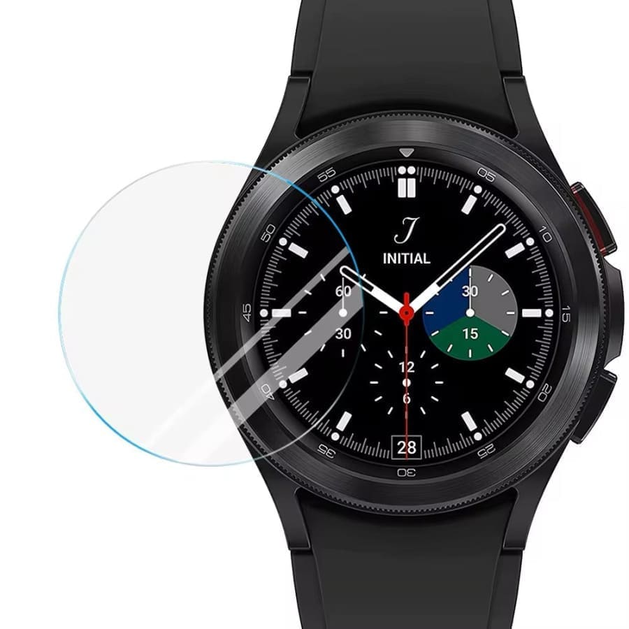 Pair of Samsung Galaxy Watch 4 Classic 42mm screen protectors by That Watch Shop, designed to protect watch screens from scratches.