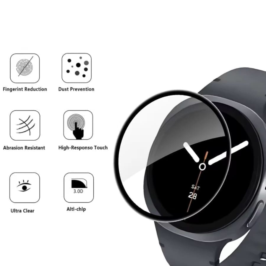 Two tempered screen protectors for Samsung Galaxy Watch 8 (40mm), designed to protect the watch screen from scratches and impacts.
