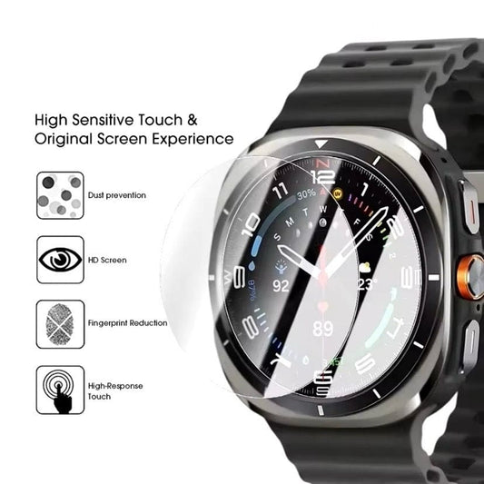 Samsung Galaxy Watch Ultra 47mm and Ultra 2 screen protector by That Watch Shop, showing clear protective film on watch face.