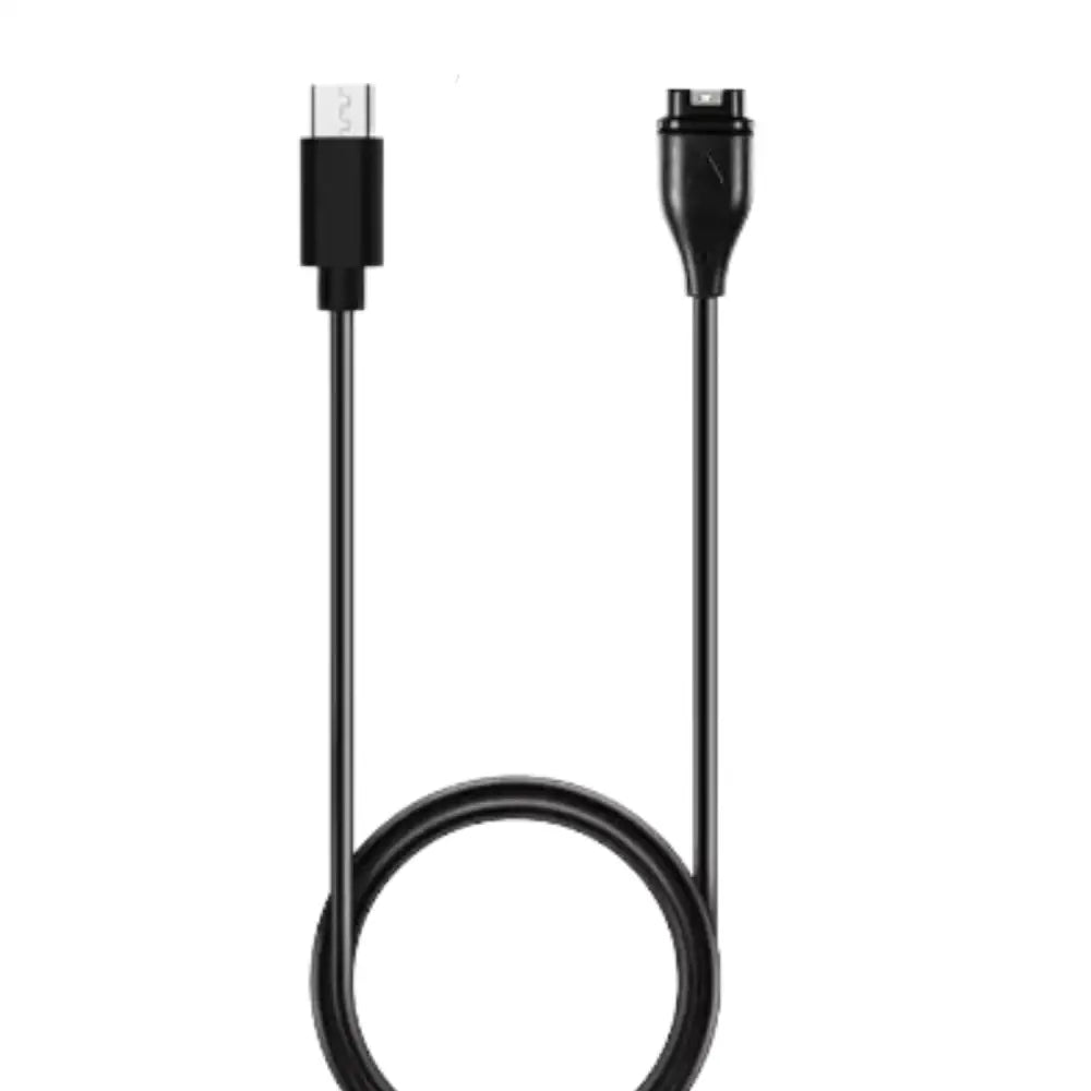 Black USB-C charging cable for Garmin smartwatch by Habicare, designed for TWS charging and easy connection.
