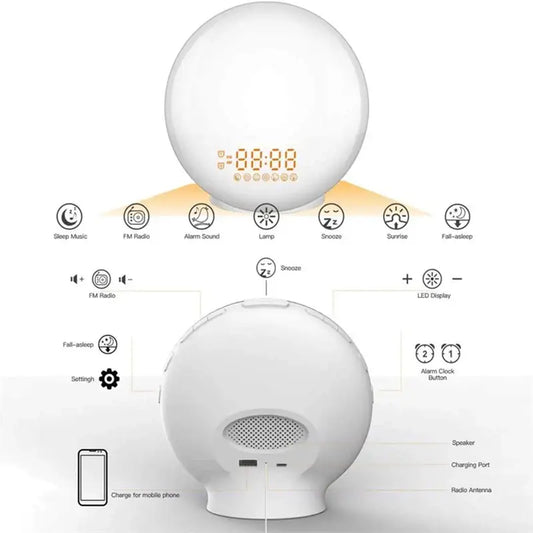 Wake-Up Light Alarm Clock – Sunrise/Sunset Simulation Habicare