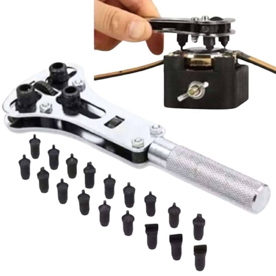 Adjustable watch back cover remover tools set from That Watch Shop, designed for opening and repairing watch cases.