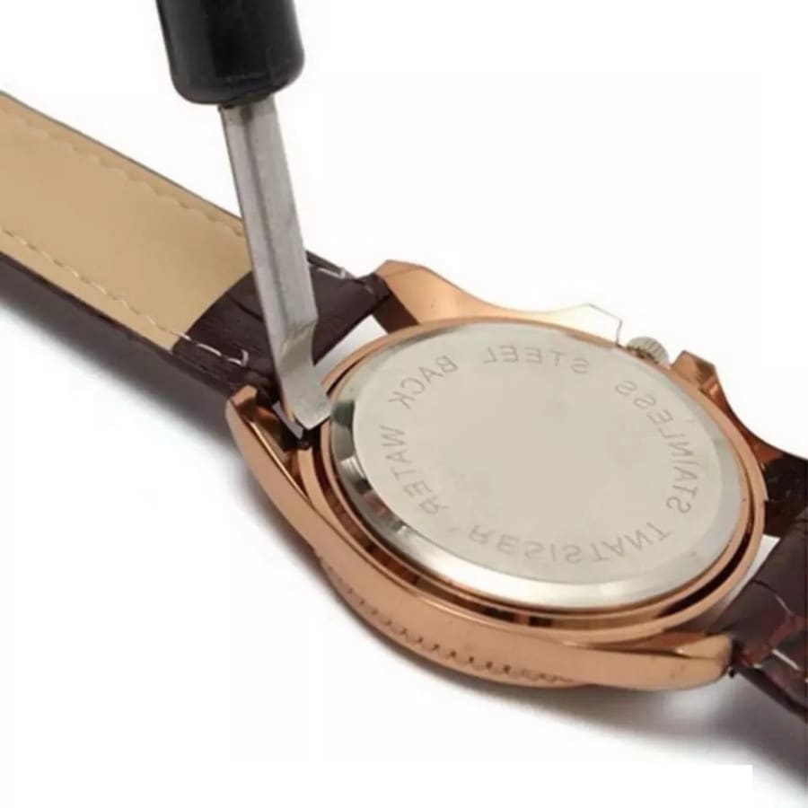 Watch back cover remover tool with handle for watch band replacement, ideal for watch repair and opening watch cases.