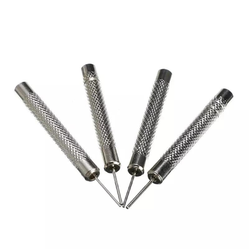Set of four watch link pin punch tools from That Watch Shop, used for removing and installing watch bracelet pins.