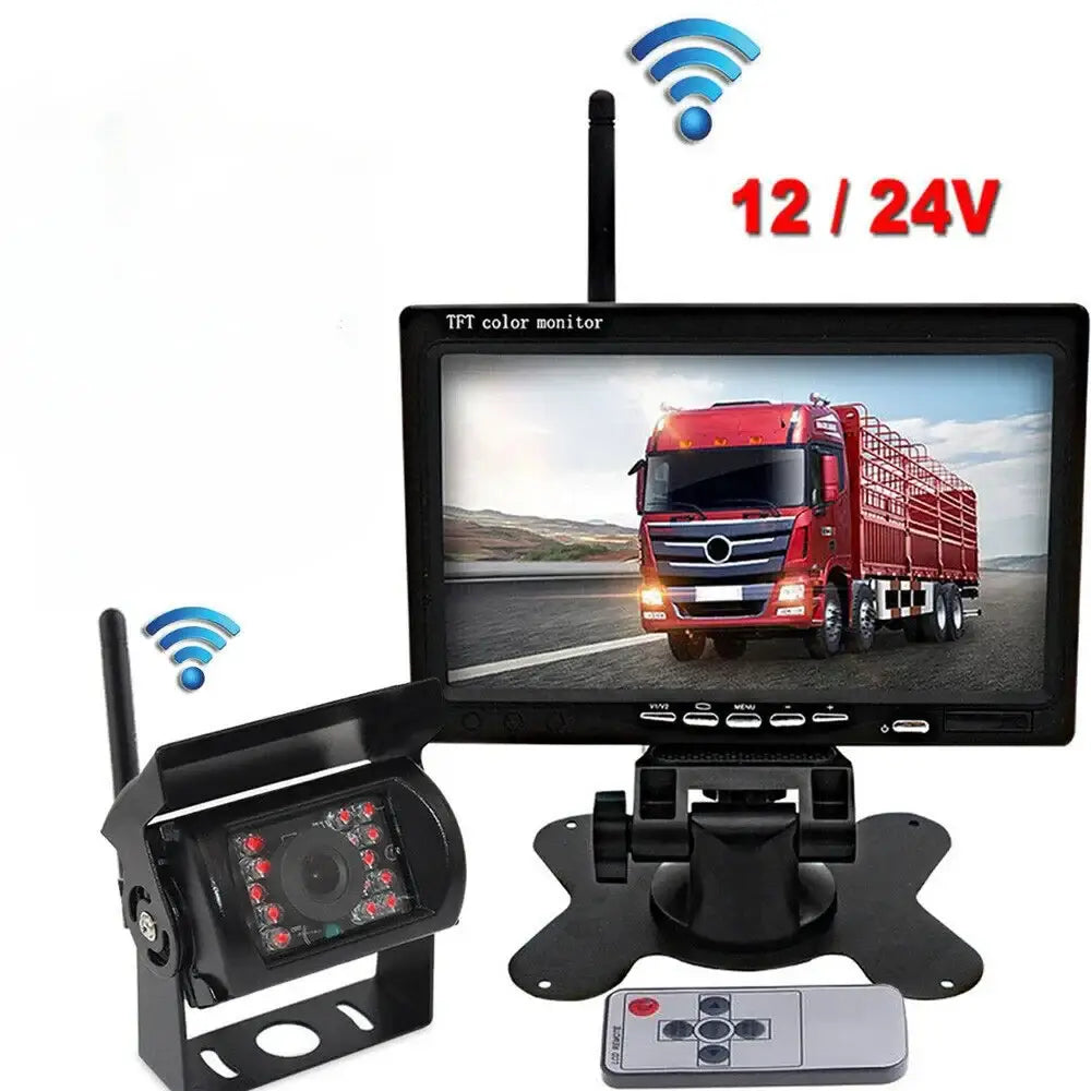Wireless Reverse Camera Kit – 7" Monitor for Trucks, Buses & RVs with IR Night Vision Habicare