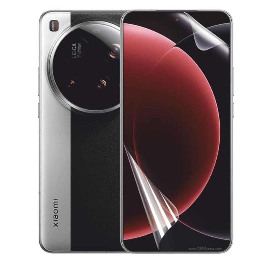 Two hydrogel screen protectors for Xiaomi 15 Ultra by 9eight5, showing clear, flexible film covering the phone screen.
