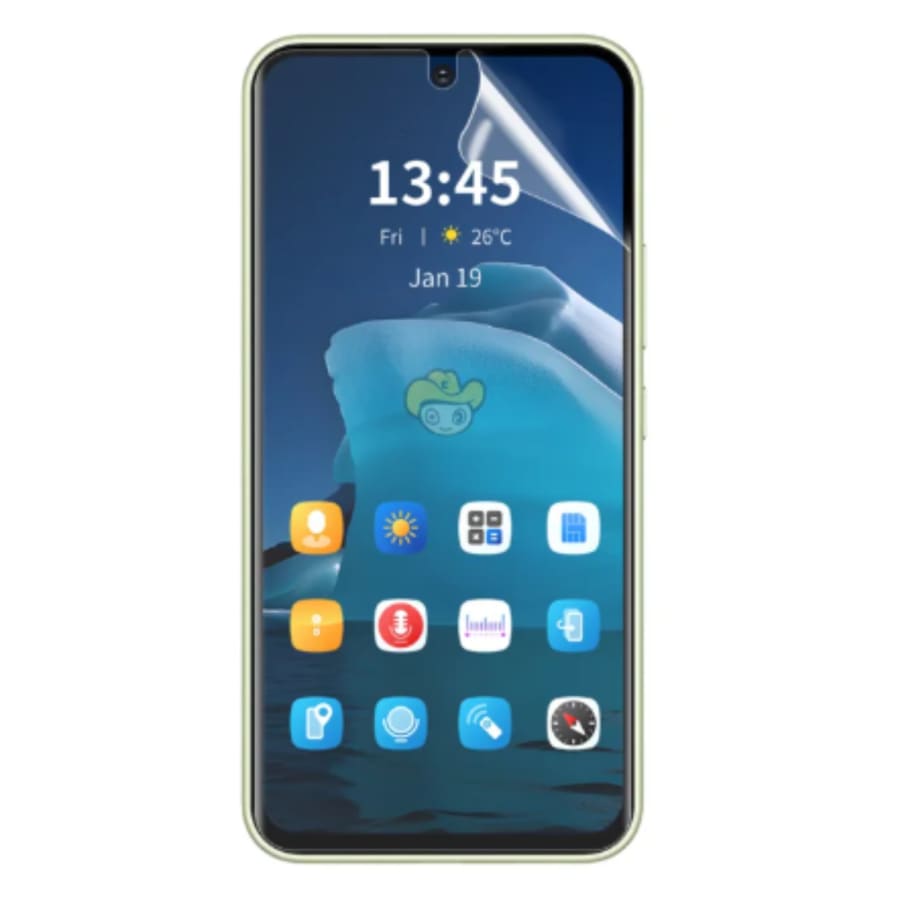 Hydrogel screen protector for Xiaomi Mi 1 by 9eight5, showing a clear, flexible film fitting over the phone screen.