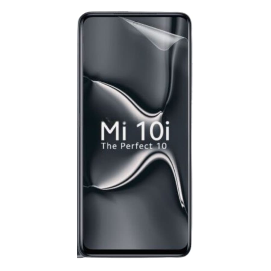Set of two 9eight5 hydrogel screen protectors for Xiaomi Mi 10i, providing flexible, transparent protection for the phone display.