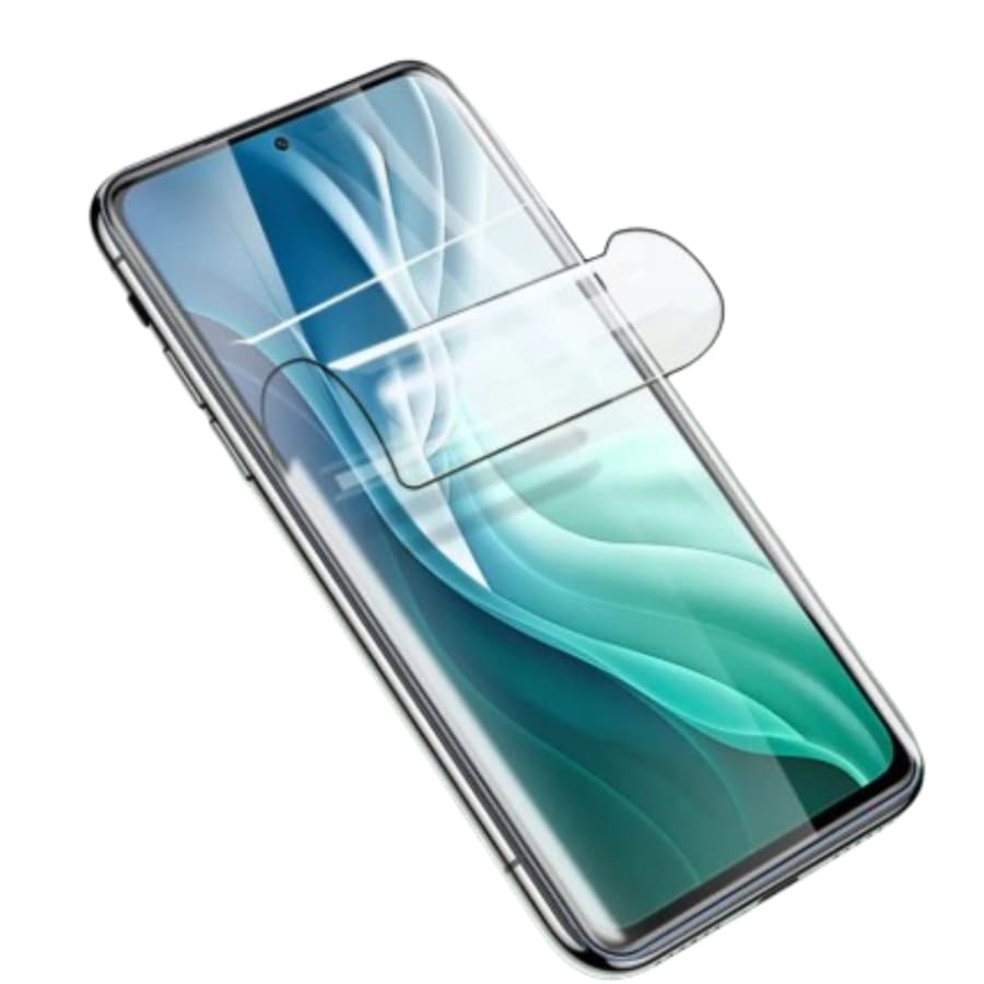 Hydrogel screen protector for Xiaomi Mi 11X by 9eight5, showing the clear, flexible film fitting over the phone screen.