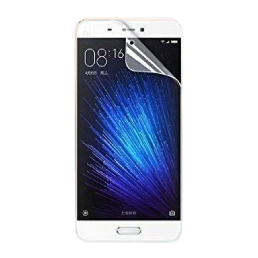 Two 9eight5 hydrogel screen protectors for Xiaomi Mi 5, showing clear, flexible film overlays for phone screen protection.